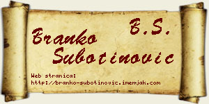 Branko Subotinović vizit kartica